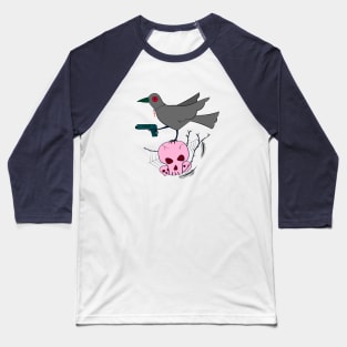 crow & gun on skull Baseball T-Shirt